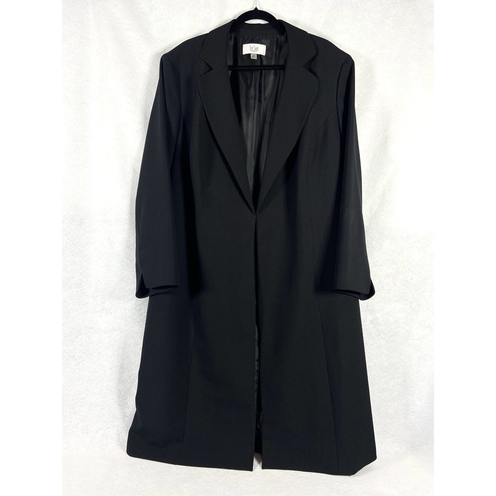 Le Suit Long Jacket Women's 22W Black Lagenlook Long Sleeve Boho Chic EUC